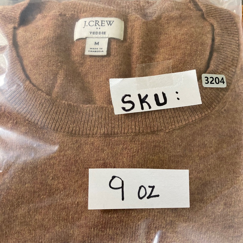 J.Crew Teddie Sweater Womens Medium Brown Cotton Merino Wool Blend Crewneck - Picture 7 of 7